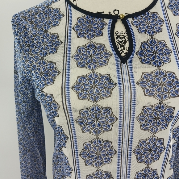 The Limited Geometric Blouse Sheer Keyhole Top Size XS 3/4 Sleeve Womens - Picture 2 of 5